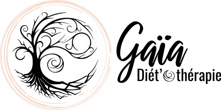 Logo Gaïa Diétothérapie blanc et rose